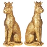 Polyresinfigur Kerzenständer Set/2 Leoparden