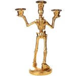Polyresinfigur Kerzenständer Skelett