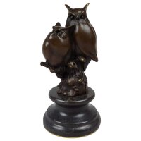 Bronzeskulptur Bronzefigur Eule Uhu Sitzend auf Ast...