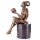 Bronzefigur Teufel mit Totenkopf