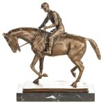 Bronzefigur Pferd mit Reiter