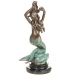 Grün Patinierte Bronzefigur Meerjungfrau