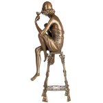 Art Deco Bronzefigur Frau auf Hocker