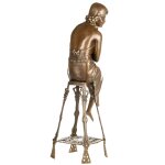 Art Deco Bronzefigur Frau auf Hocker