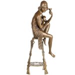Art Deco Bronzefigur Frau auf Hocker