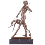 Art Deco Bronzefigur Diana mit Hund nach E.McCartan