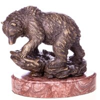 Bronzefigur Bär mit Fisch