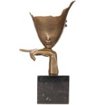 Moderne Bronzefigur Abstraktes Gesicht