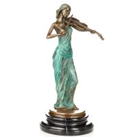 Farbige Bronzefigur Geigerin