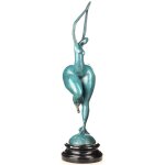 Moderne Bronzefigur abstrakter weiblicher Akt mit grüner Patina