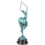 Moderne Bronzefigur abstrakter weiblicher Akt mit grüner Patina