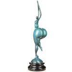 Moderne Bronzefigur abstrakter weiblicher Akt mit grüner Patina