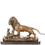 Bronzefigur Löwe mit Löwenwelpen