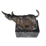 Bronzeskulptur Bronzefigur Laufender Wandelnder Nashorn