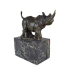 Bronzeskulptur Bronzefigur Laufender Wandelnder Nashorn