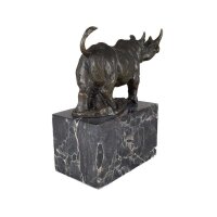 Bronzeskulptur Bronzefigur Laufender Wandelnder Nashorn