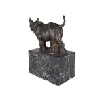 Bronzeskulptur Bronzefigur Laufender Wandelnder Nashorn
