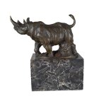 Bronzeskulptur Bronzefigur Laufender Wandelnder Nashorn