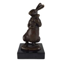 Bronzeskulptur Bronzefigur Statue Kaninchen Mit Jungen H...