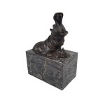 Bronzeskulptur Bronzefigur Zwei Badende Nilpferde Klassisch