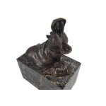Bronzeskulptur Bronzefigur Zwei Badende Nilpferde Klassisch