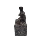 Bronzeskulptur Bronzefigur Zwei Badende Nilpferde Klassisch