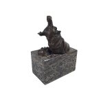 Bronzeskulptur Bronzefigur Zwei Badende Nilpferde Klassisch