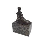Bronzeskulptur Bronzefigur Zwei Badende Nilpferde Klassisch