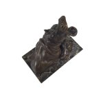 Bronzeskulptur Bronzefigur Zwei Badende Nilpferde Klassisch