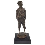 Bronzeskulptur Bronzefigur Junge Kind Knabe Pfeifer nach...