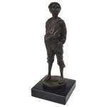 Bronzeskulptur Bronzefigur Junge Kind Knabe Pfeifer nach...