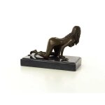 Bronzeskulptur Bronzefigur Erotik Girl Lady Kniend Art-Deco-Stil