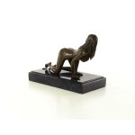 Bronzeskulptur Bronzefigur Erotik Girl Lady Kniend Art-Deco-Stil