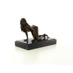 Bronzeskulptur Bronzefigur Erotik Girl Lady Kniend Art-Deco-Stil
