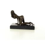 Bronzeskulptur Bronzefigur Erotik Girl Lady Kniend Art-Deco-Stil