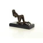 Bronzeskulptur Bronzefigur Erotik Girl Lady Kniend Art-Deco-Stil