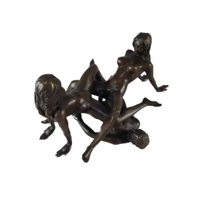 Bronzeskulptur Bronzefigur Erotik Erotische Bronzegruppe (Dreier)
