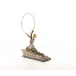 Bronzeskulptur Bronzefigur Kalt Bemalt Kniende Reifentänzerin Ecstasy