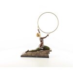 Bronzeskulptur Bronzefigur Kalt Bemalt Kniende Reifentänzerin Ecstasy