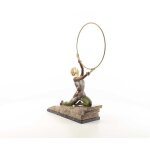 Bronzeskulptur Bronzefigur Kalt Bemalt Kniende Reifentänzerin Ecstasy