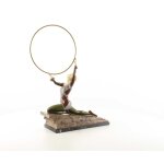 Bronzeskulptur Bronzefigur Kalt Bemalt Kniende Reifentänzerin Ecstasy