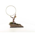 Bronzeskulptur Bronzefigur Kalt Bemalt Kniende Reifentänzerin Ecstasy