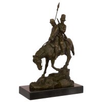 Bronzeskulptur Bronzefigur Bergabfahrt Bergabreiten