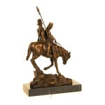 Bronzeskulptur Bronzefigur Bergabfahrt Bergabreiten