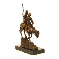 Bronzeskulptur Bronzefigur Bergabfahrt Bergabreiten