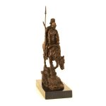 Bronzeskulptur Bronzefigur Bergabfahrt Bergabreiten