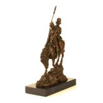 Bronzeskulptur Bronzefigur Bergabfahrt Bergabreiten