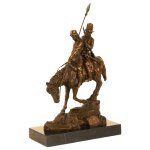 Bronzeskulptur Bronzefigur Bergabfahrt Bergabreiten