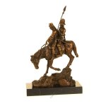 Bronzeskulptur Bronzefigur Bergabfahrt Bergabreiten