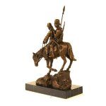 Bronzeskulptur Bronzefigur Bergabfahrt Bergabreiten